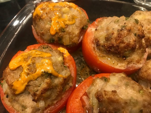 Tomaat farci volgens Sergio Herman afgewerkt